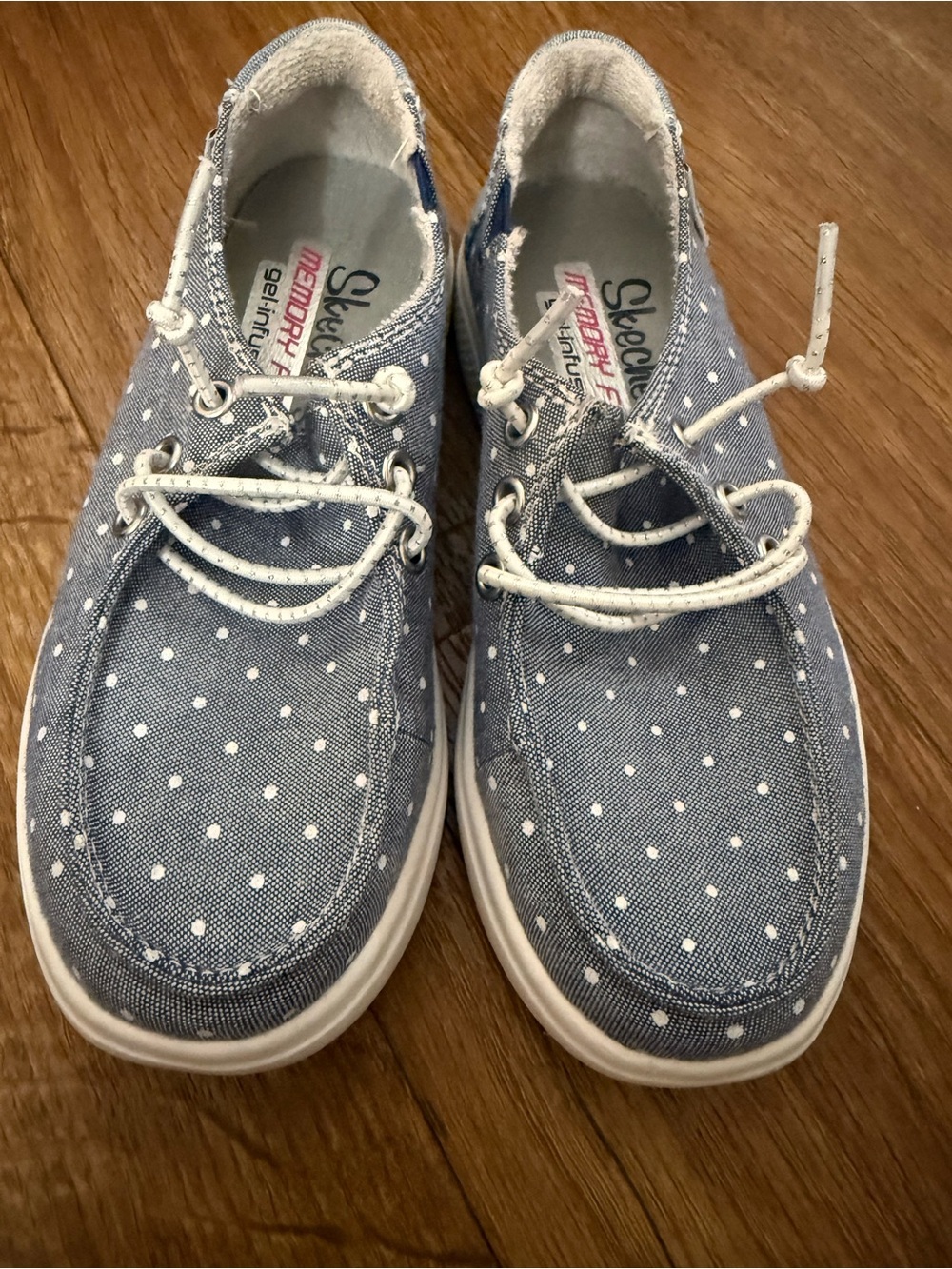 Skechers Kids Blue Polka Dot Slip-On Sneakers
